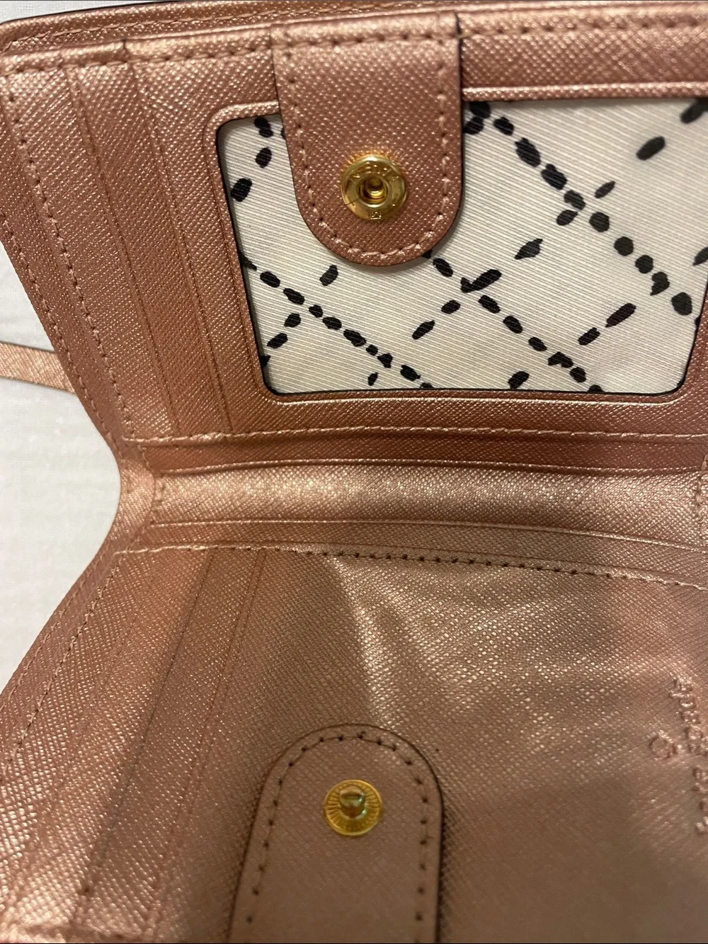 kate spade metallic rose gold compact cardholder